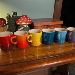 Le Creuset Stoneware Mug Set — Red, Orange, Yellow, Teal, Blue, Purple